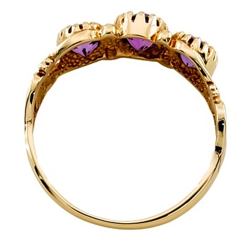 9ct gold Amethyst 3 stone Ring size M